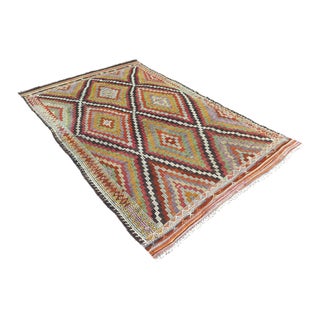 Timeless Handmade Embroidered Nomadic Kilim - 80"x135" For Sale