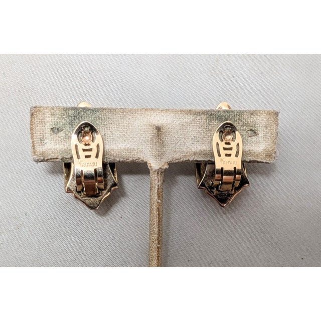 Gold Vintage 1948 Signed Crown Trifari Alfred Philippe Goldtone Clip Earrings-2 Pieces For Sale - Image 8 of 8