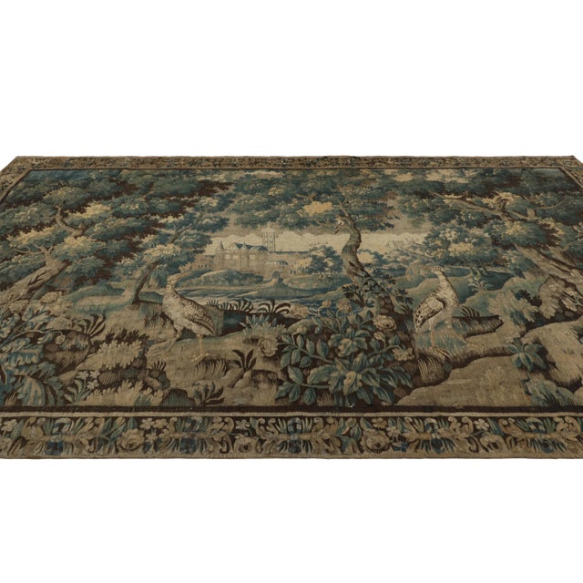 16th Century Antique French Needlepoint Pictorial Tapestry in Blue and Cream Tones - Rug & Kilim For Sale - Image 5 of 10