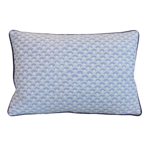 Custom-tailored pillow in Italian designer Mariano Fortuny premium cotton fabric called "Papiro” in a beautiful lavender...