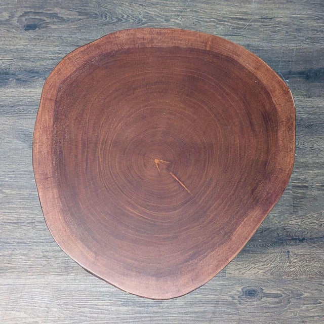 Brown Pottery Barn Live Edge Accent Table on Steel Base For Sale - Image 8 of 8