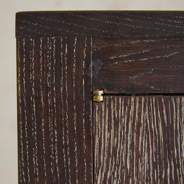 Wood French Brown Cerused Oak Cabinet, 1940s For Sale - Image 7 of 11