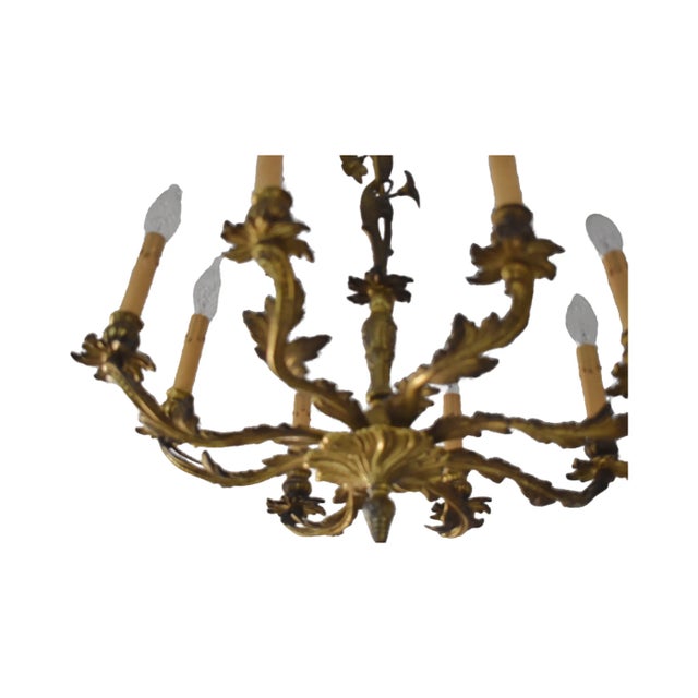 19th Century Antique 19th-Century French Botanical Brass 8-Arm Chandelier For Sale - Image 5 of 9