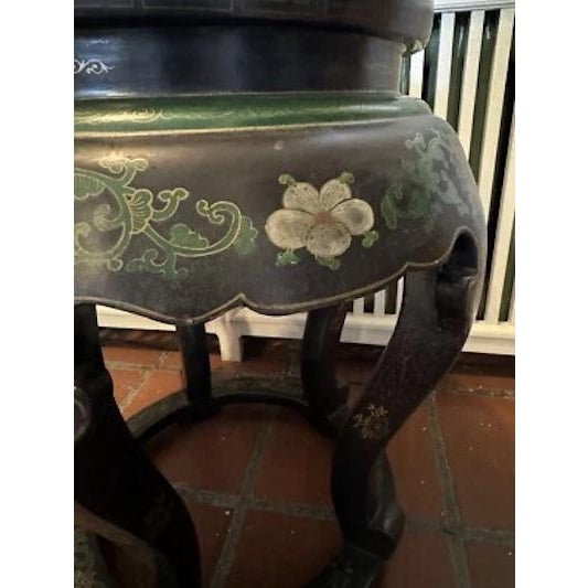 Antique Chinese Cloisonne Top Round Jardiniere Stand Two Fish Motif For Sale - Image 9 of 12