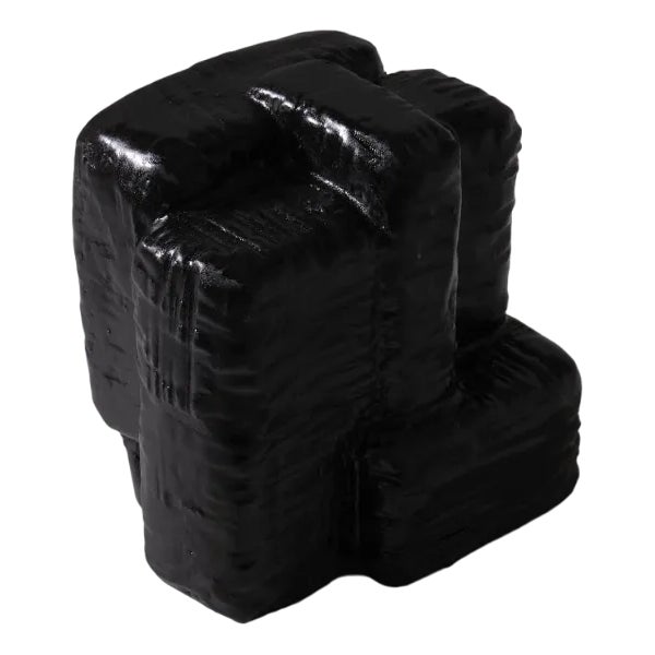 Vintage Black Ceramic Cubist Sculpture, 1970s For Sale