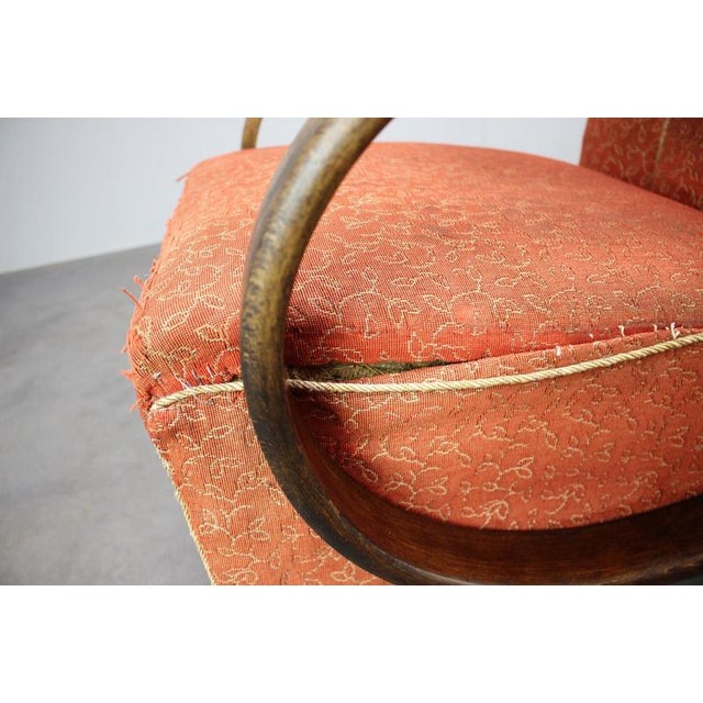 Gold Czechoslovak Lounge Chairs in Orange Upholstery by Jindřich Halabala, 1930s, Set of 2 For Sale - Image 8 of 16
