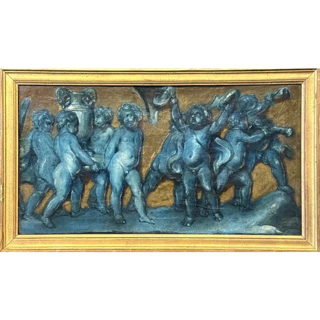 Neoclassical Three Early 19th Century Italian Grisaille Paintings of Putti For Sale - Image 3 of 8