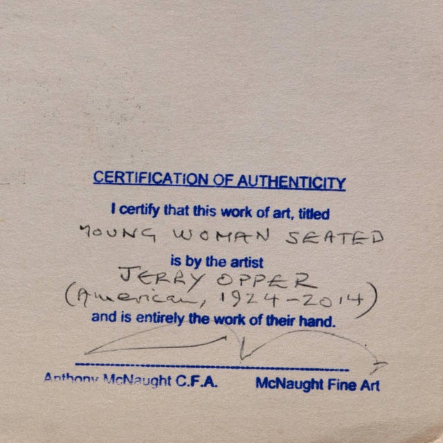 Paper 'Young Woman Seated' by Jerry Opper, Cincinnati Art Museum For Sale - Image 7 of 8