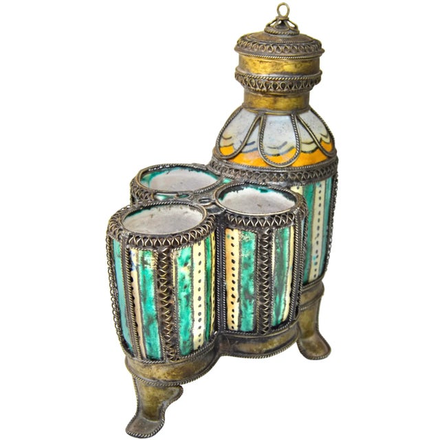 Mid-Century Modern Antique Handcrafted & Inlaid Ceramic Inkwell & Catchall For Sale - Image 3 of 8