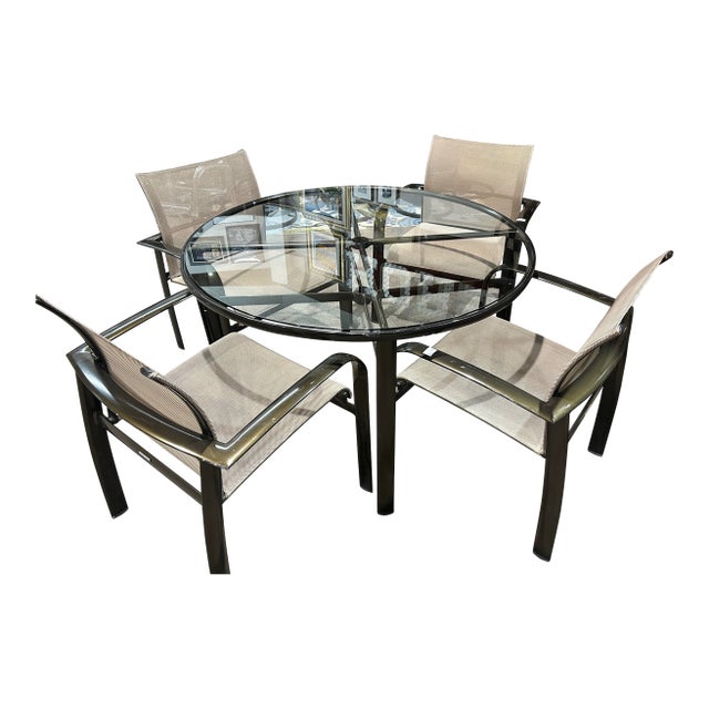 Early 21st Century Brown Jordan Patio Table & 4 Chairs For Sale