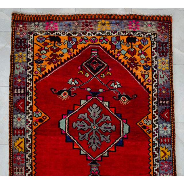 1950s Hand Knotted Turkish Rug for Hallway, Runner Rug, Bed Side Accent, Kitchen Rug - 3′8″ X 10′5″ For Sale - Image 12 of 17