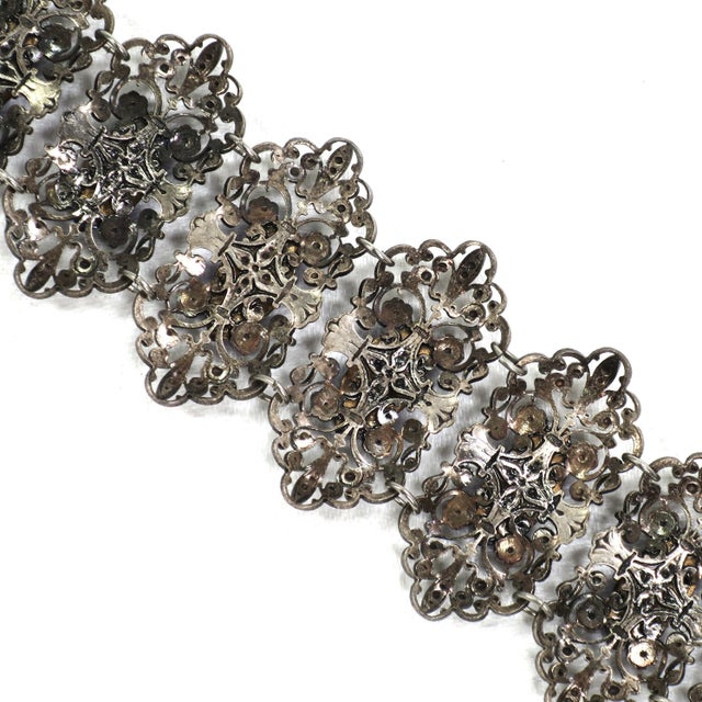 Antique Edwardian Sapphire Vauxhall Glass Bracelet Set 1910s For Sale - Image 10 of 11