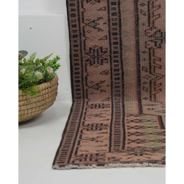 1970s 1970s Vintage Handmade Wool Cotton Brown Area Rug For Sale - Image 5 of 12