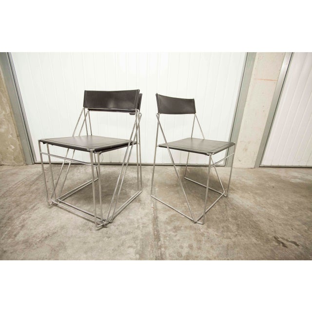 Black Minimalist X Line Chairs attributed to Niels Jorgen Haugesen for Hybodan, 1960s, Set of 3 For Sale - Image 8 of 18