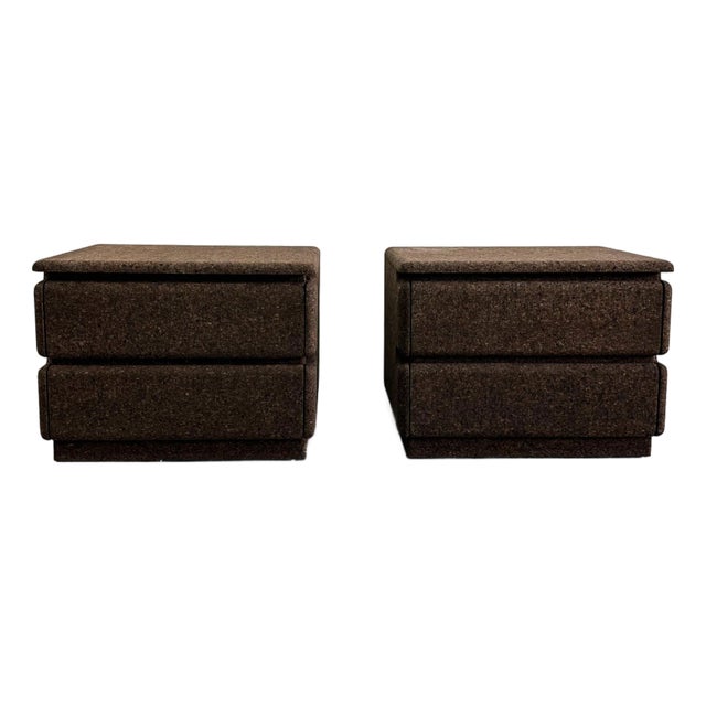 Pair of Vintage Mid Century Modern Nightstands in Chocolate Cork For Sale