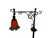 Vintage 1920s Spanish Revival Wrought Iron Bridge Floor Lamp with Ruffled Sunset Art Glass Shade Adjustable 55" - 67" Made...