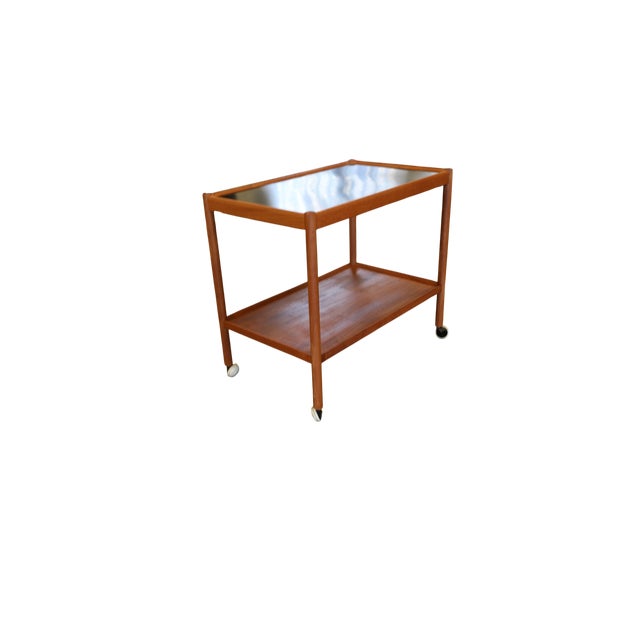 Danish Serving Trolley in Teak and Black Melamine, 1960s For Sale - Image 9 of 9