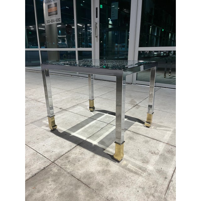 1980s Mastercraft Style Polished Chrome & Brass End Table From Design Institute of America For Sale - Image 5 of 13