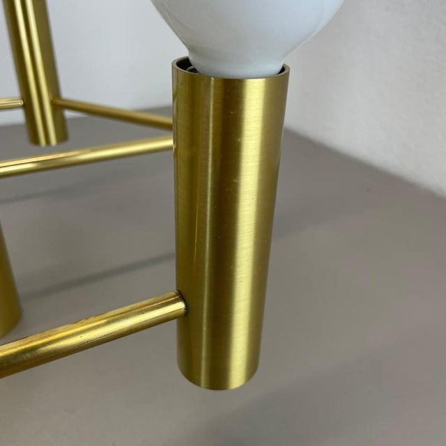 Brown Italian Space Age Brass Ceiling Sconce in the style of Stilnovo, Italy, 1970s For Sale - Image 8 of 18