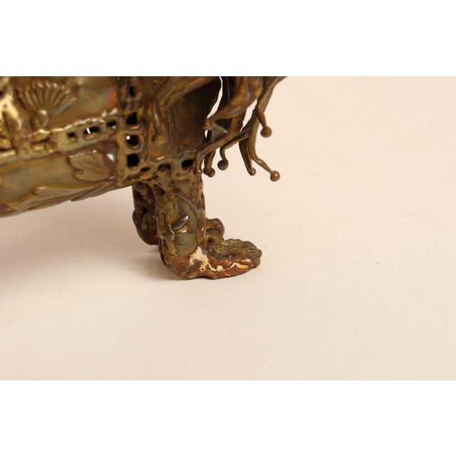 Vintage Brutalist Embossed Brass and Steel Lion Sculpture by Pal Kepenyes For Sale - Image 15 of 18