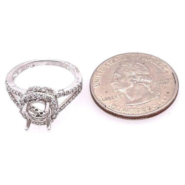 18 Karat White Gold Round Engagement Ring Setting Diamond Halo and Two Row Band For Sale - Image 9 of 11