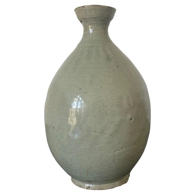Antique Korean Joseon Dynasty Celadon Bottle Vase For Sale - Image 13 of 13
