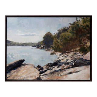 Contemporary The Light That Falls by Jon Doran | Oil on Panel Sheltered Cornish Inlet in Summer For Sale