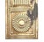 Aesthetic pressed brass door push plate featuring top and bottom sunburst rosettes separated by a central reeded column....