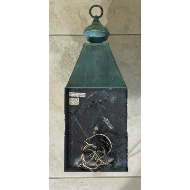 Single Solid Brass Vintage Wall Lantern 21”h X 7”.5w X 8”d For Sale - Image 11 of 14