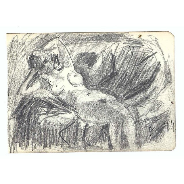 Female nude on paper by Robert Henry Angeloch (1922-2011). Signed with an A lower right, estate stamp on the back. Bob...