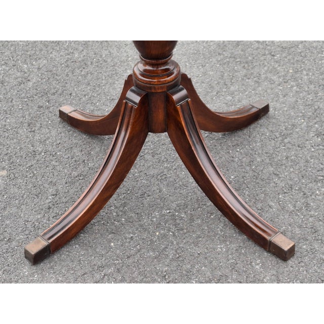 Brandt Mid-Century Regency Style Mahogany and Stenciled Leather Top Drum Table For Sale - Image 14 of 14