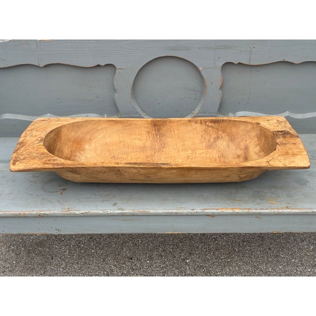 Antique Hand-Hewn Fruitwood Trog or Dough Bowl For Sale - Image 9 of 9