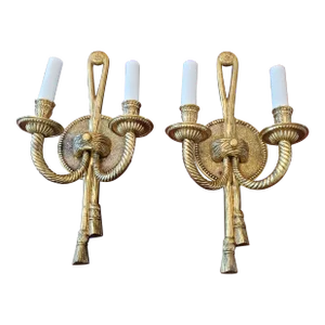 Vintage Hollywood Regency Gilt Sconces - a Pair