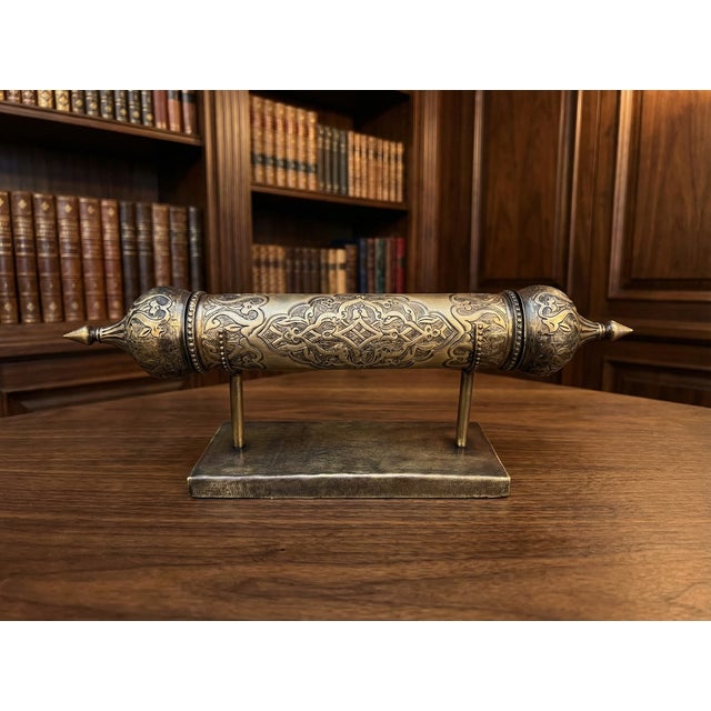 Hand Forged Brass Scroll Holder For Sale In Los Angeles - Image 6 of 13