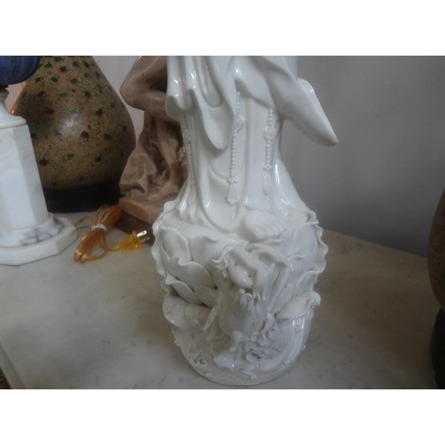 Ceramic Chinese Blanc De Chine Guan Yin With Dragon For Sale - Image 7 of 13