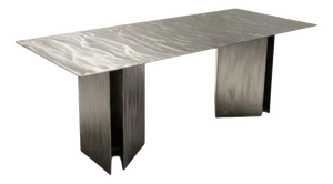 Fold Rectangular Table in Stainless Steel by Metalmorphosis Studio