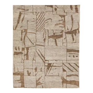 Contemporary Texture Handmade Designed Tan Wool Rug