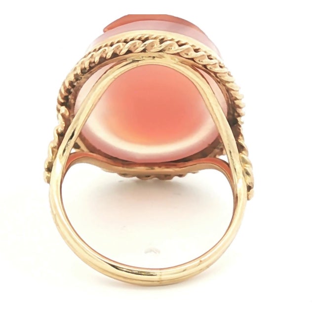 Vintage Hardstone Cameo 14k Yellow Gold Wire Style Mounting For Sale - Image 4 of 4