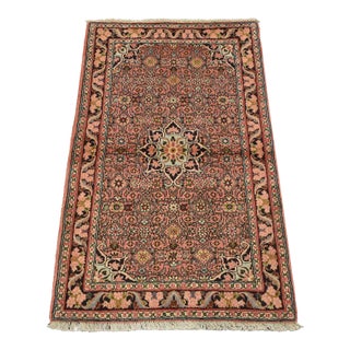 Bidjar Rug 2’7” X 4’3” Pink Wool Vintage Traditional Hand-Knotted Carpet For Sale