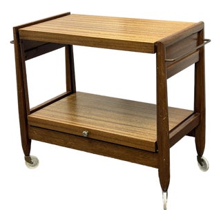 Mid 20th Century Drop-Leaf Rolling Bar Cart, Vintage For Sale