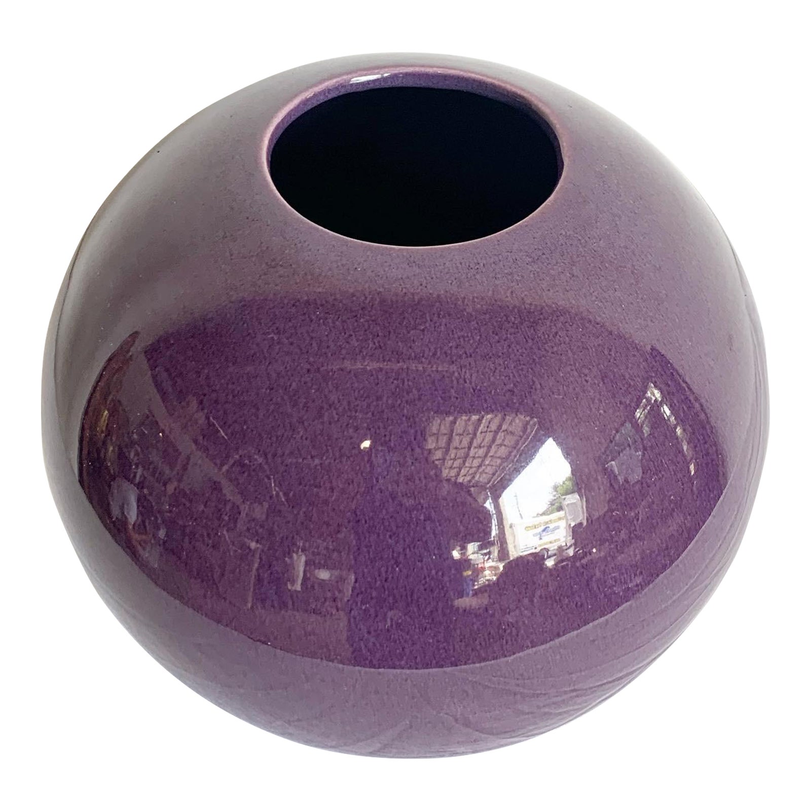Postmodern Purple Gloss Ceramic Spherical Table Vase Chairish