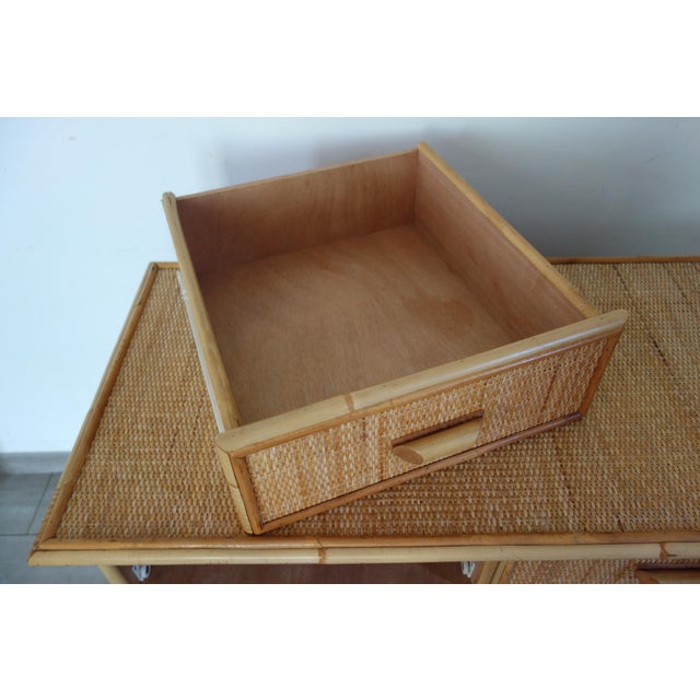 Five-Drawer Chest of Drawers in Wicker and Bamboo, 1970s For Sale - Image 11 of 18