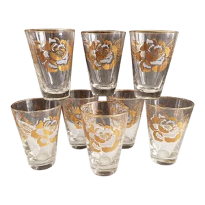Vintage Mid-Century Libbey Hostess Gold Glasses - Set of 8