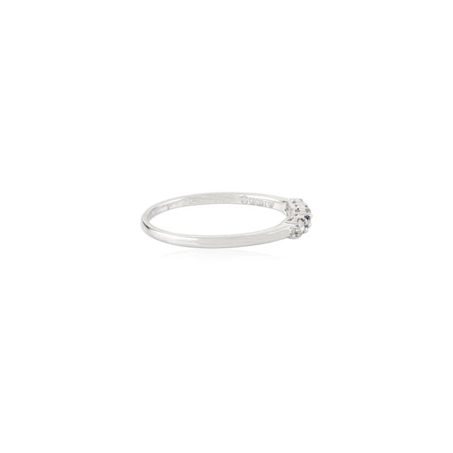 Minimalist Blue Sapphire and Diamond Gold Stacking Ring Size 6.5 For Sale In New York - Image 6 of 13