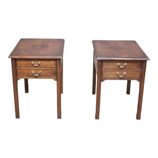 Pair of Stickley Cherry Two Drawer Nightstands For Sale