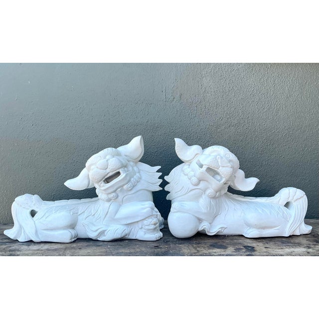 Vintage Cast Concrete Foo Dogs - Set of 2 For Sale - Image 9 of 12