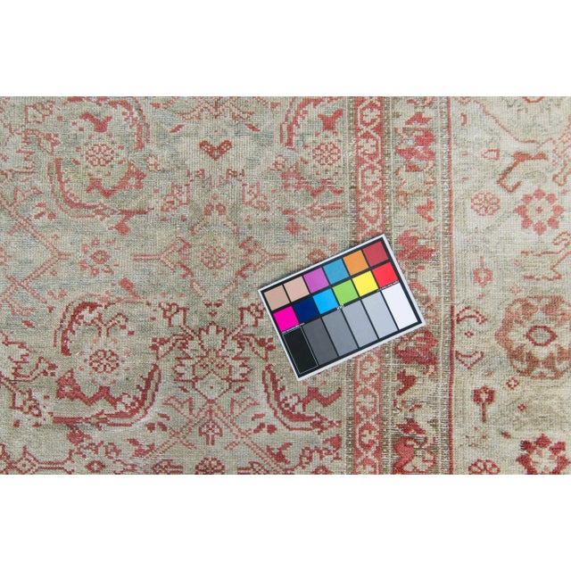 Textile 1920s Antique Allover Sage Coral Hand Knotted Wool Low Pile Rug - 5’10” X 13’1” For Sale - Image 7 of 10