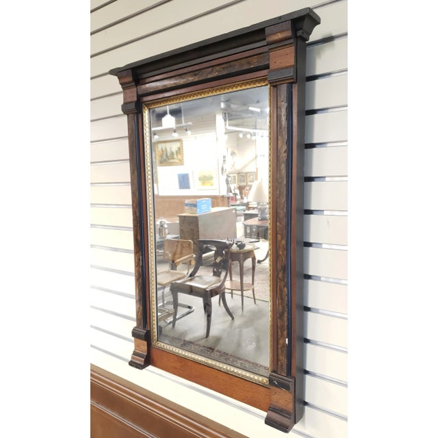 American 1890s American Classical Parcel Ebonized Mahogany Wall Mirror For Sale - Image 3 of 10