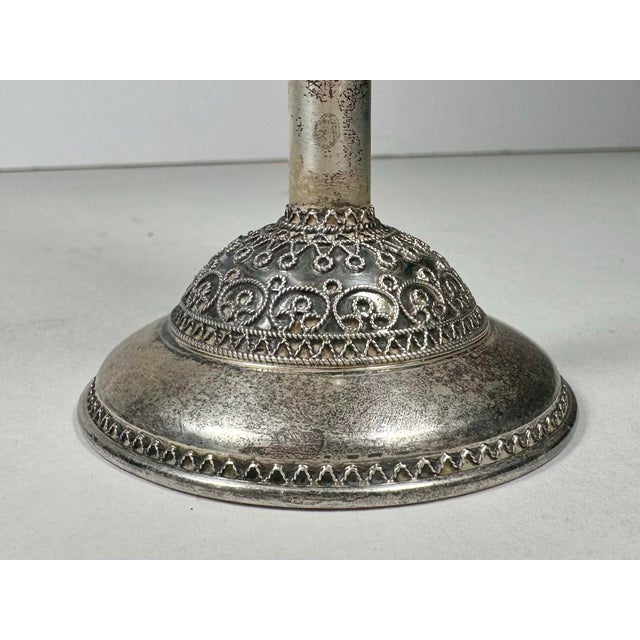 Silver Vintage Israeli Sterling Silver Bezalel-Style Filigree Kiddush Cup by Zadok. For Sale - Image 8 of 12