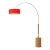1980s 92-Inch Adjustable Nova of California Tambo Brass Floor Lamp - Mid Century Modern, Crimson Red, Light Wood Base, Weathered Brass, Dimmable For Sale